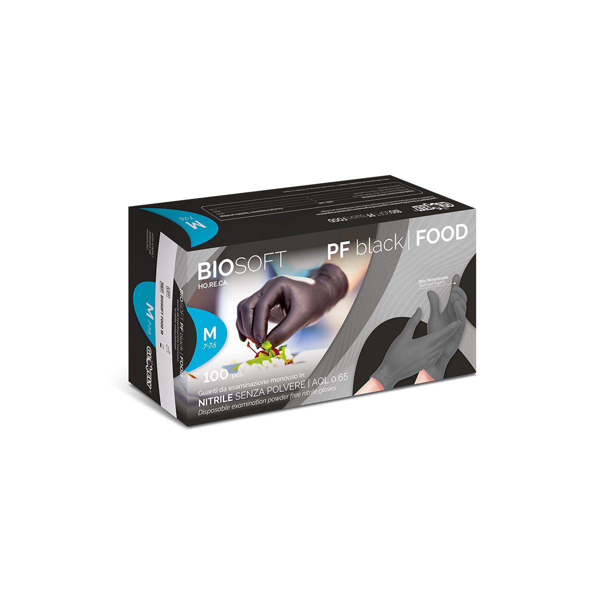 black FOOD guanti monouso in nitrile nero senza polvere - 100 pz